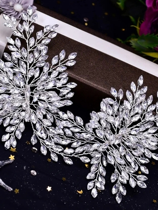 Silver Rhinestone Bridal Hair Comb Headpiece